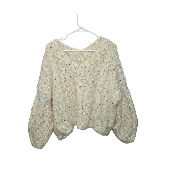 POL Sweaters - POL Anthropologie Oversized Multi Color Confetti Cream V-Neck Sweater Size Small